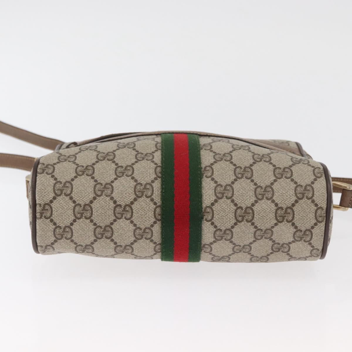 GUCCI GG Supreme Web Sherry Line Bag PVC Beige Gold 67 02 004 Auth 181214