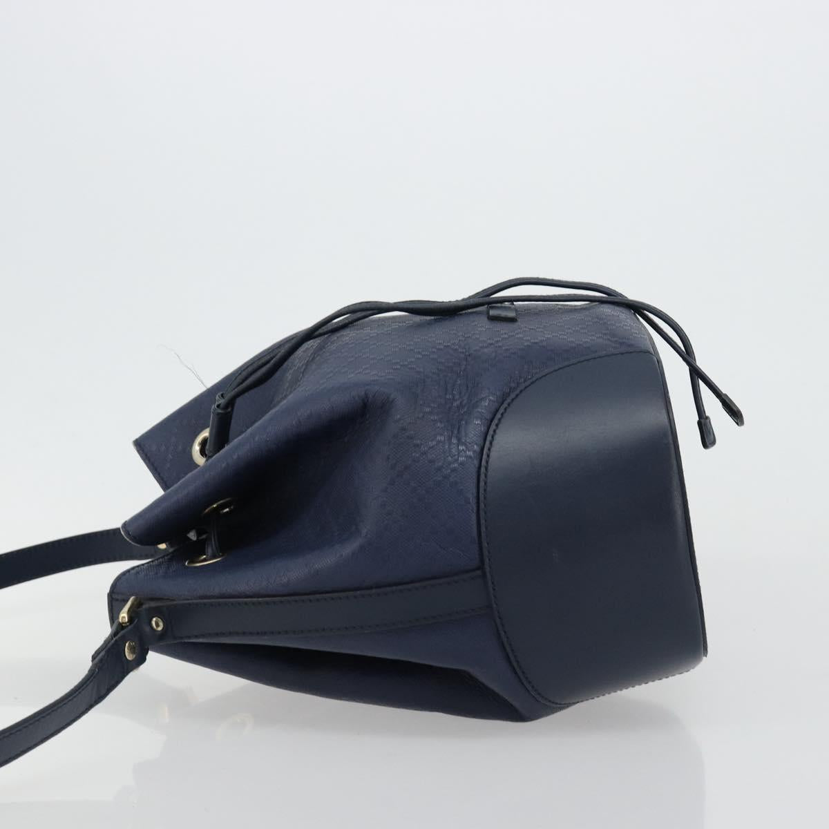 GUCCI Diamante Shoulder Bag Leather Navy Silver 354228 Auth 181216
