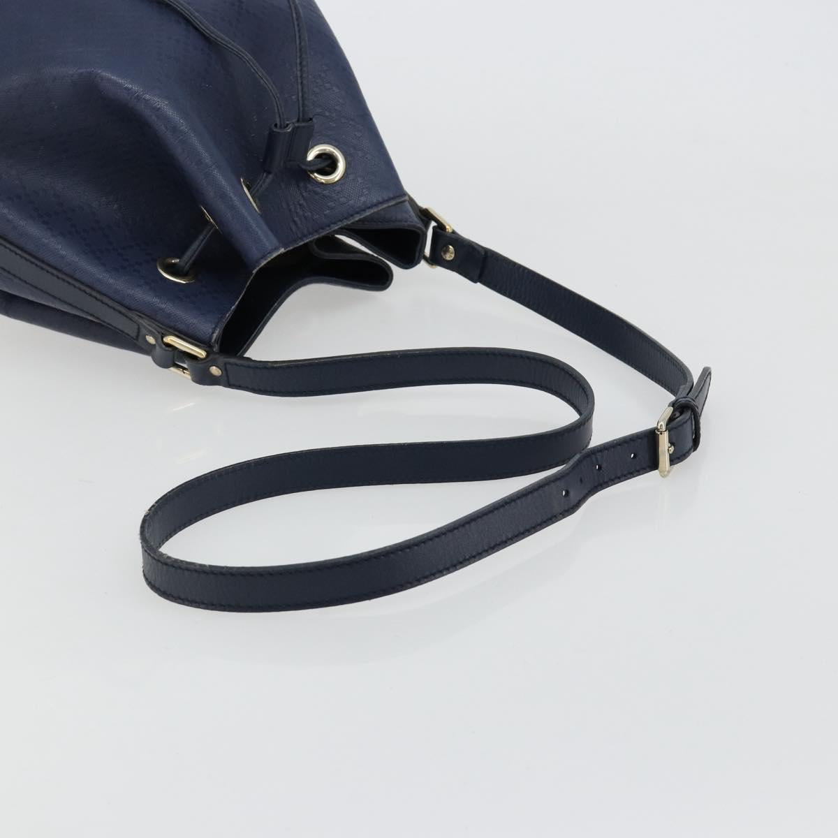 GUCCI Diamante Shoulder Bag Leather Navy Silver 354228 Auth 181216