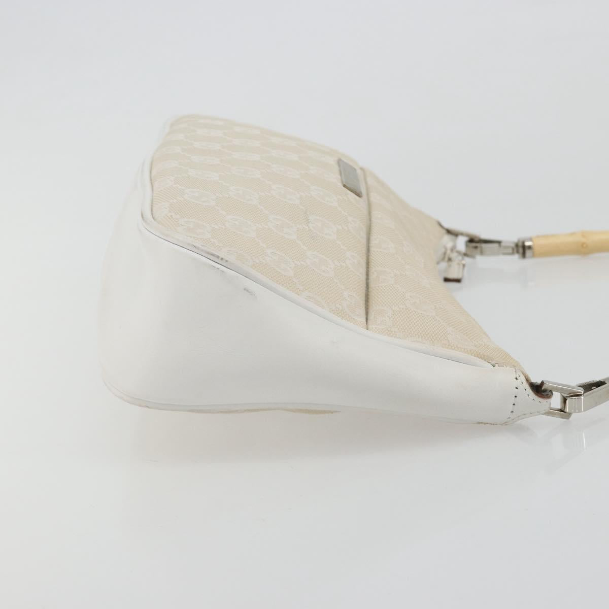 GUCCI Bamboo GG Canvas Shoulder Bag Ivory Silver 001 3865 Auth 181217A