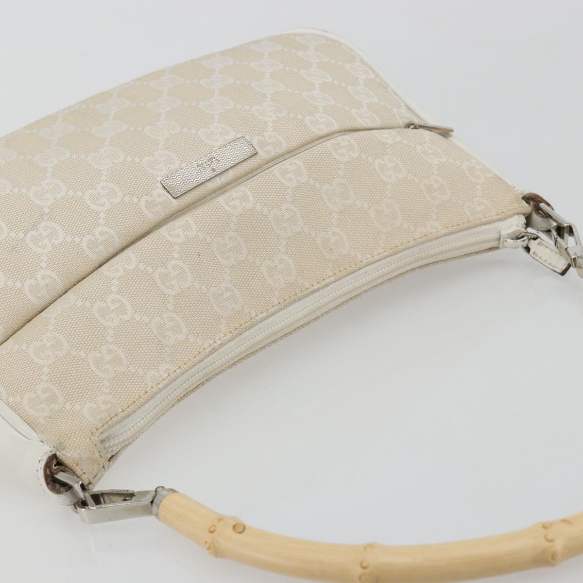 GUCCI Bamboo GG Canvas Shoulder Bag Ivory Silver 001 3865 Auth 181217A