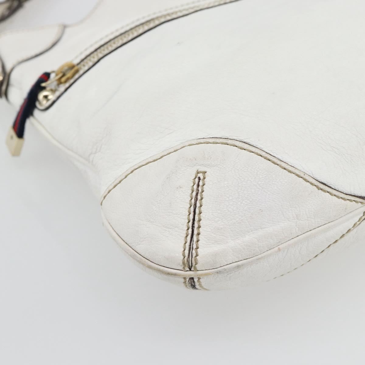 GUCCI Chain Shoulder Bag Leather White Gold 154392 Auth 181219A