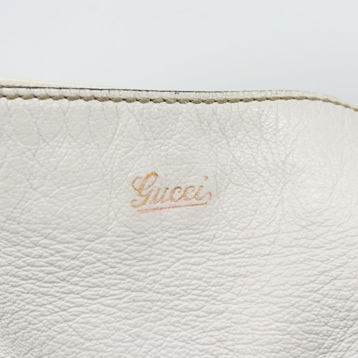 GUCCI Chain Shoulder Bag Leather White Gold 154392 Auth 181219A