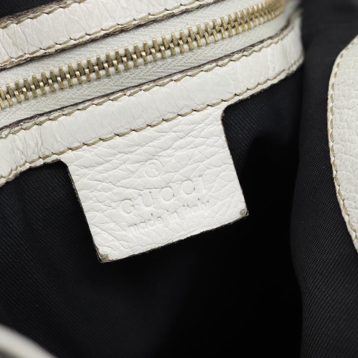 GUCCI Chain Shoulder Bag Leather White Gold 154392 Auth 181219A