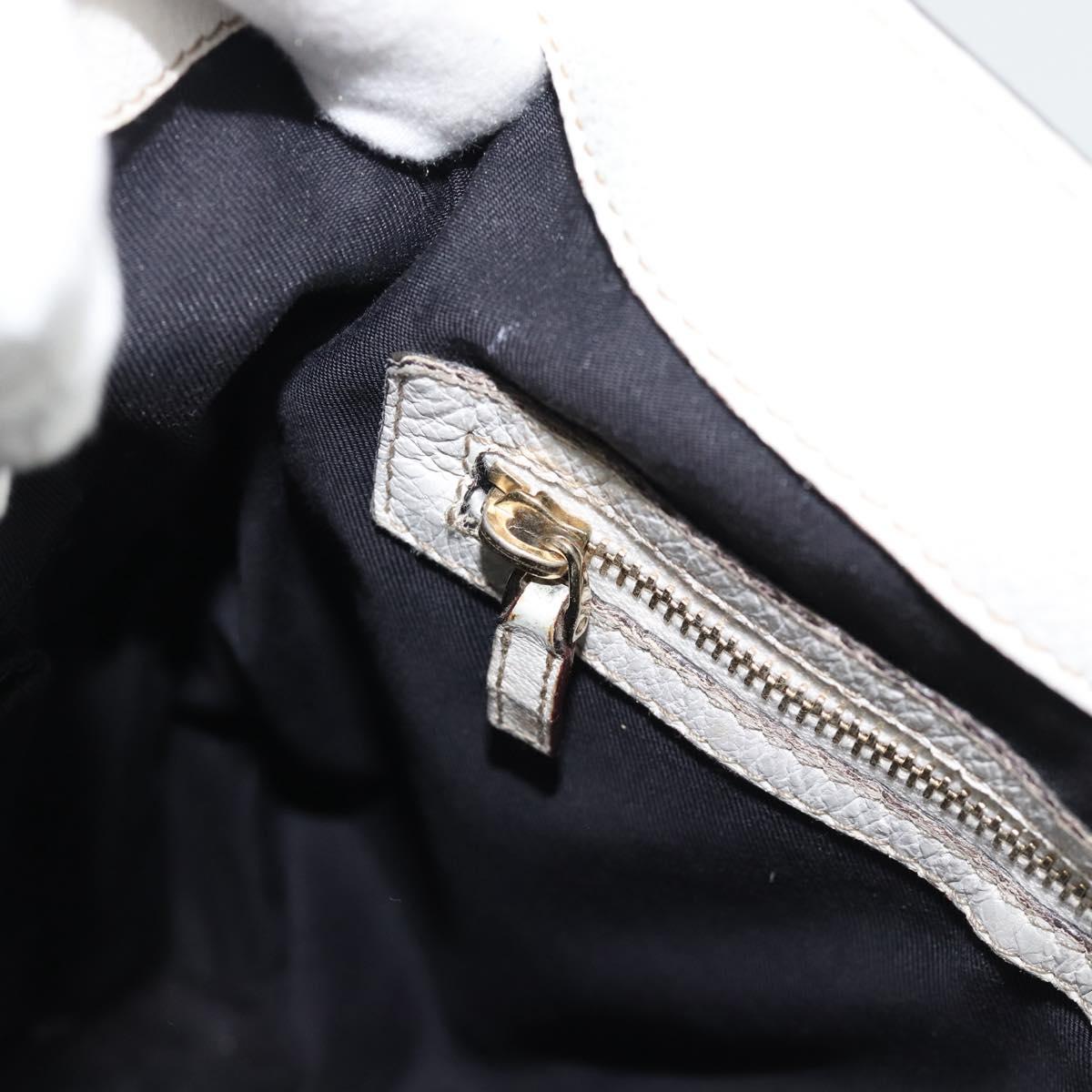 GUCCI Chain Shoulder Bag Leather White Gold 154392 Auth 181219A