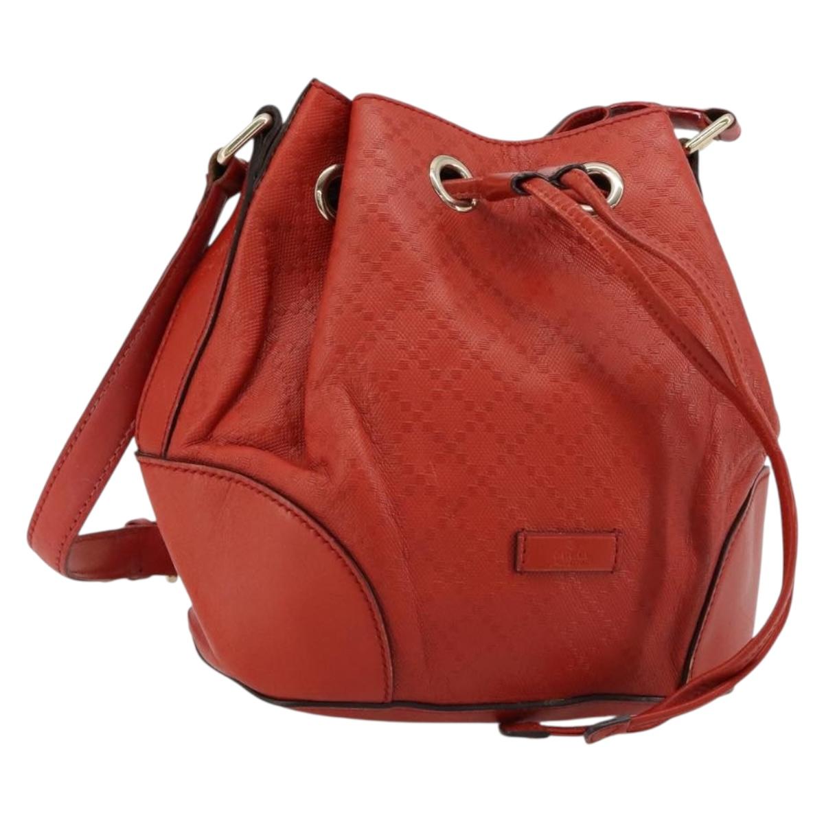 GUCCI Diamante Shoulder Bag Leather Red Gold 354229 Auth 181220