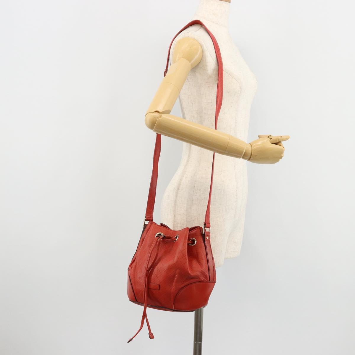 GUCCI Diamante Shoulder Bag Leather Red Gold 354229 Auth 181220