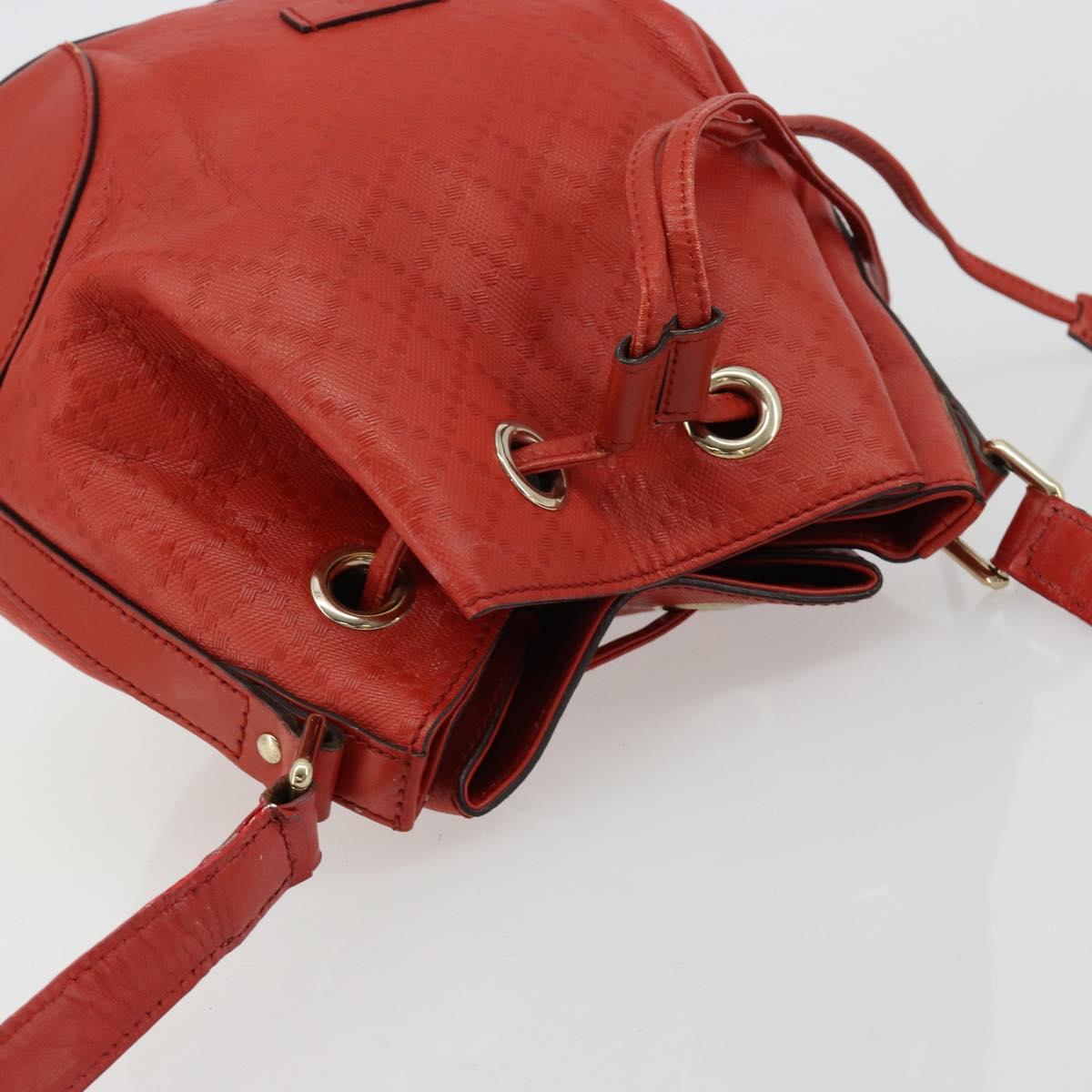 GUCCI Diamante Shoulder Bag Leather Red Gold 354229 Auth 181220