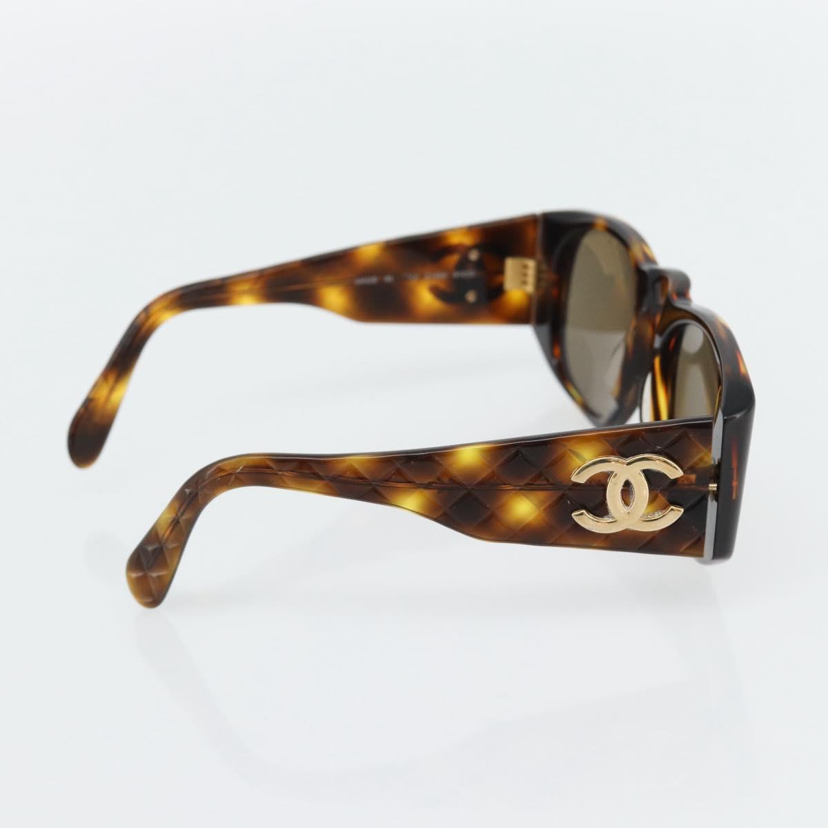 CHANEL Matelasse Sunglasses plastic Brown CC Auth 181242
