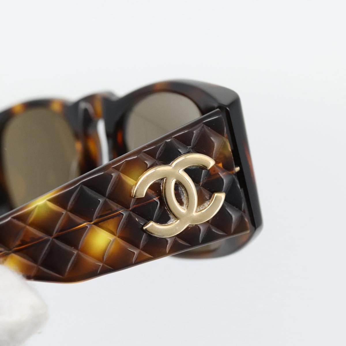 CHANEL Matelasse Sunglasses plastic Brown CC Auth 181242
