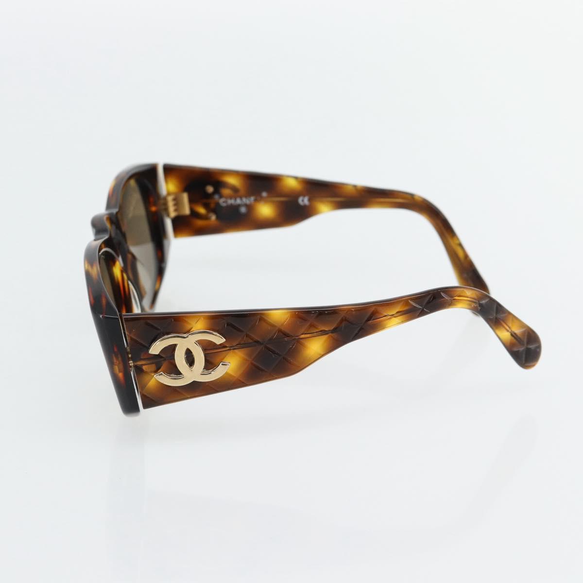 CHANEL Matelasse Sunglasses plastic Brown CC Auth 181242