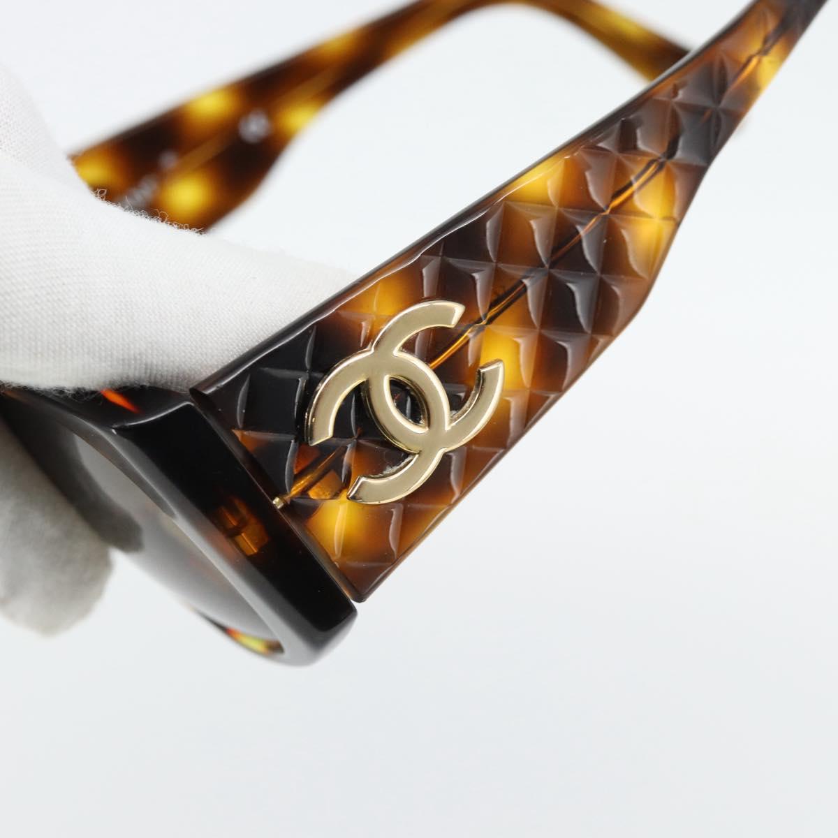 CHANEL Matelasse Sunglasses plastic Brown CC Auth 181242