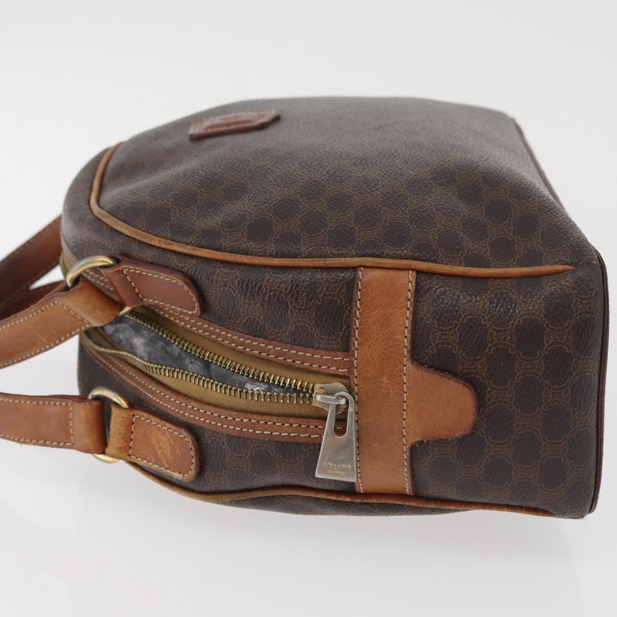CELINE Macadam Canvas Hand Bag PVC Leather Brown Gold Auth 181253