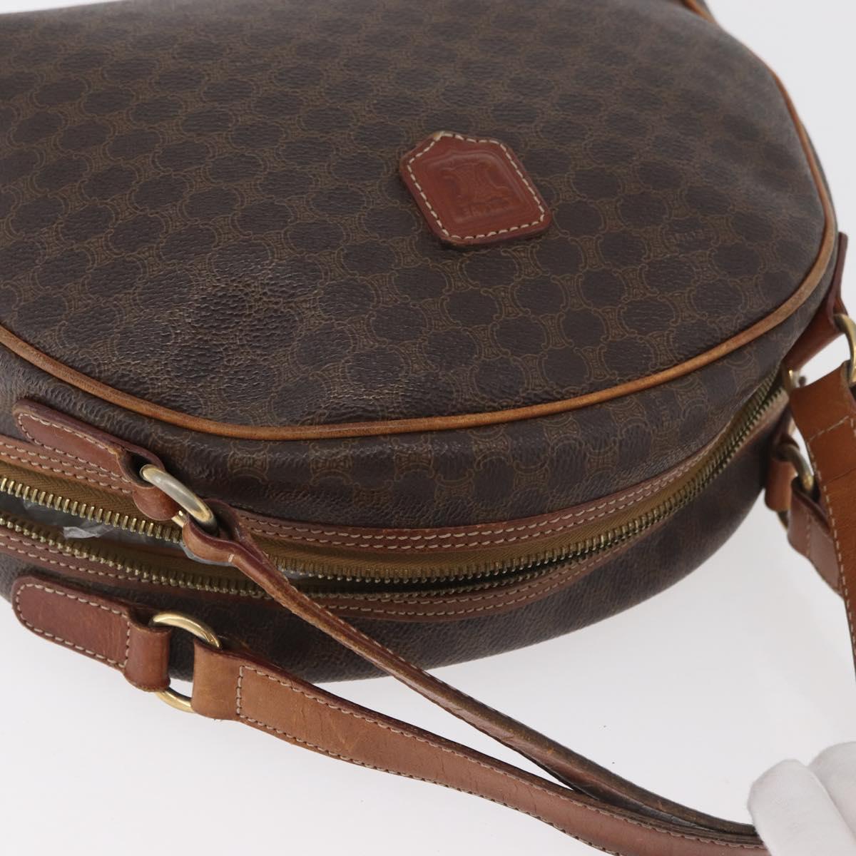 CELINE Macadam Canvas Hand Bag PVC Leather Brown Gold Auth 181253