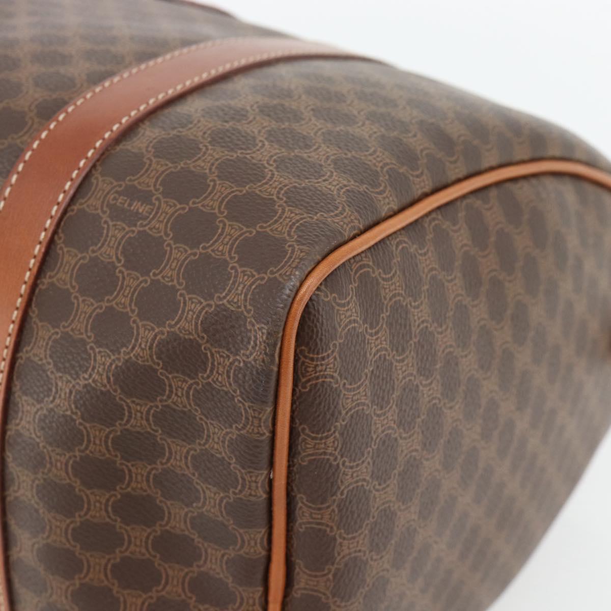 CELINE Macadam Canvas Boston Bag PVC Leather Brown Gold Auth 181254A