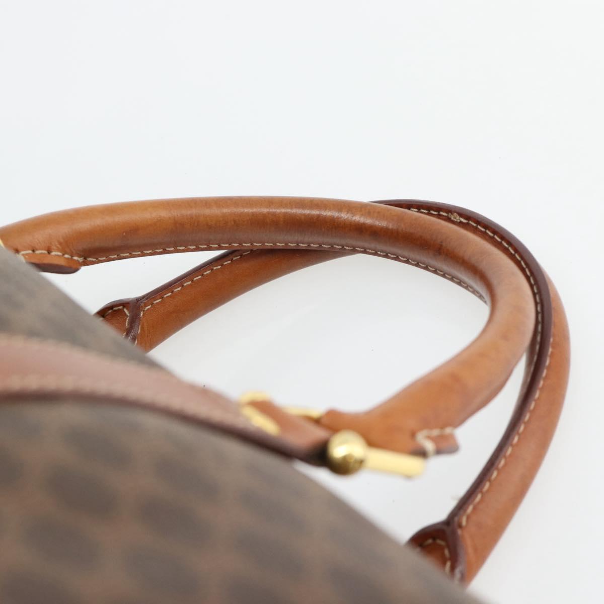 CELINE Macadam Canvas Boston Bag PVC Leather Brown Gold Auth 181254A