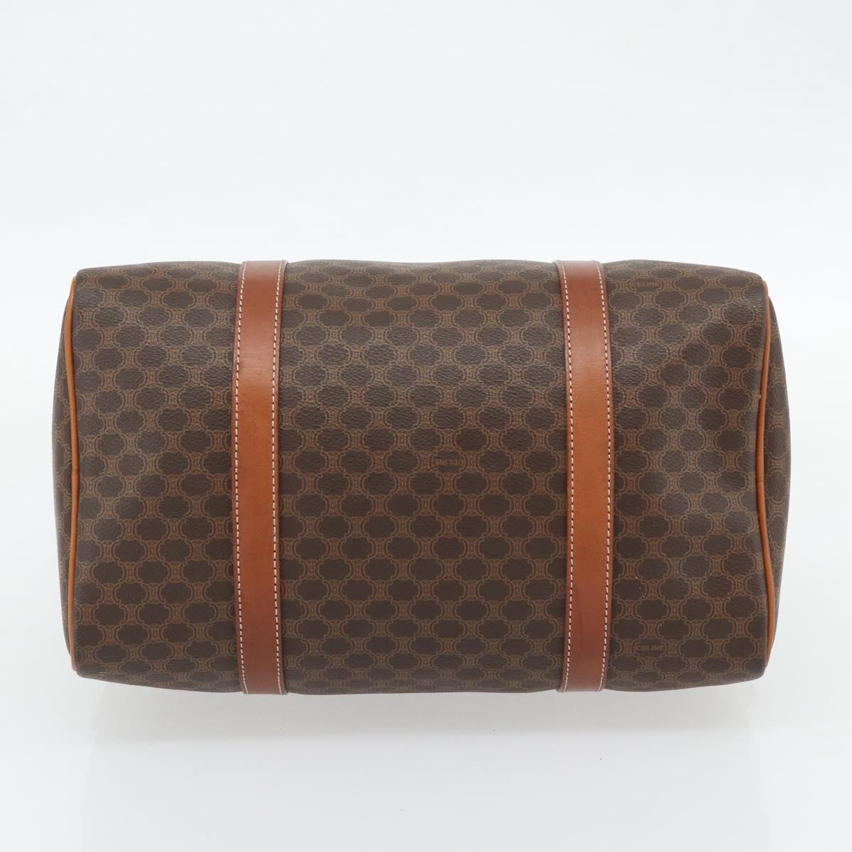 CELINE Macadam Canvas Boston Bag PVC Leather Brown Gold Auth 181254A