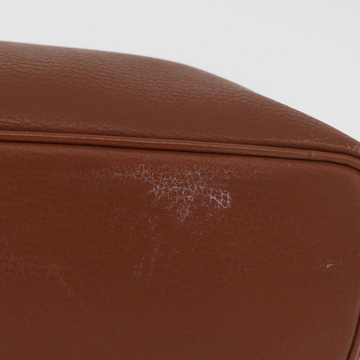 Burberrys Hand Bag Leather Brown Gold Auth 181255A