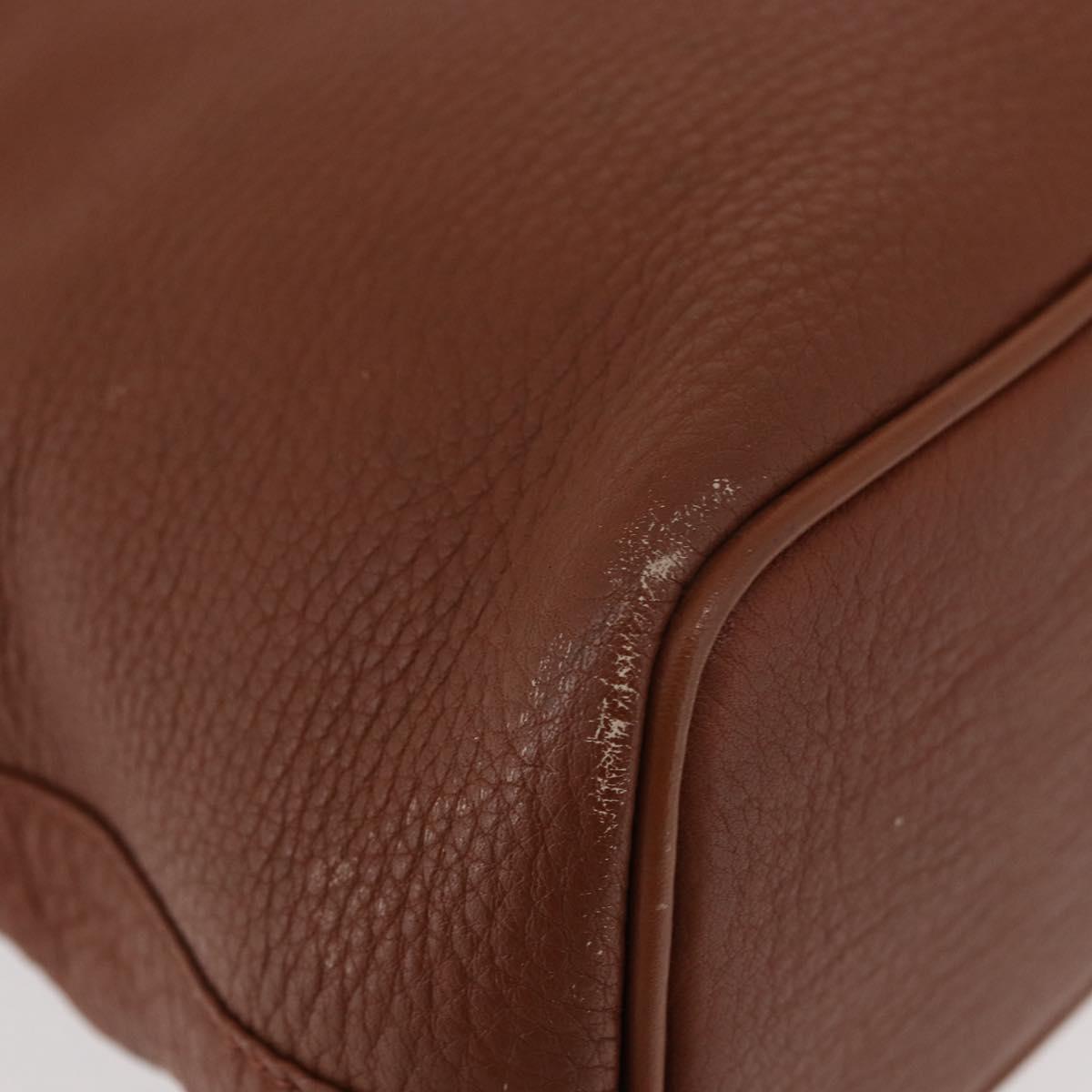 Burberrys Hand Bag Leather Brown Gold Auth 181255A