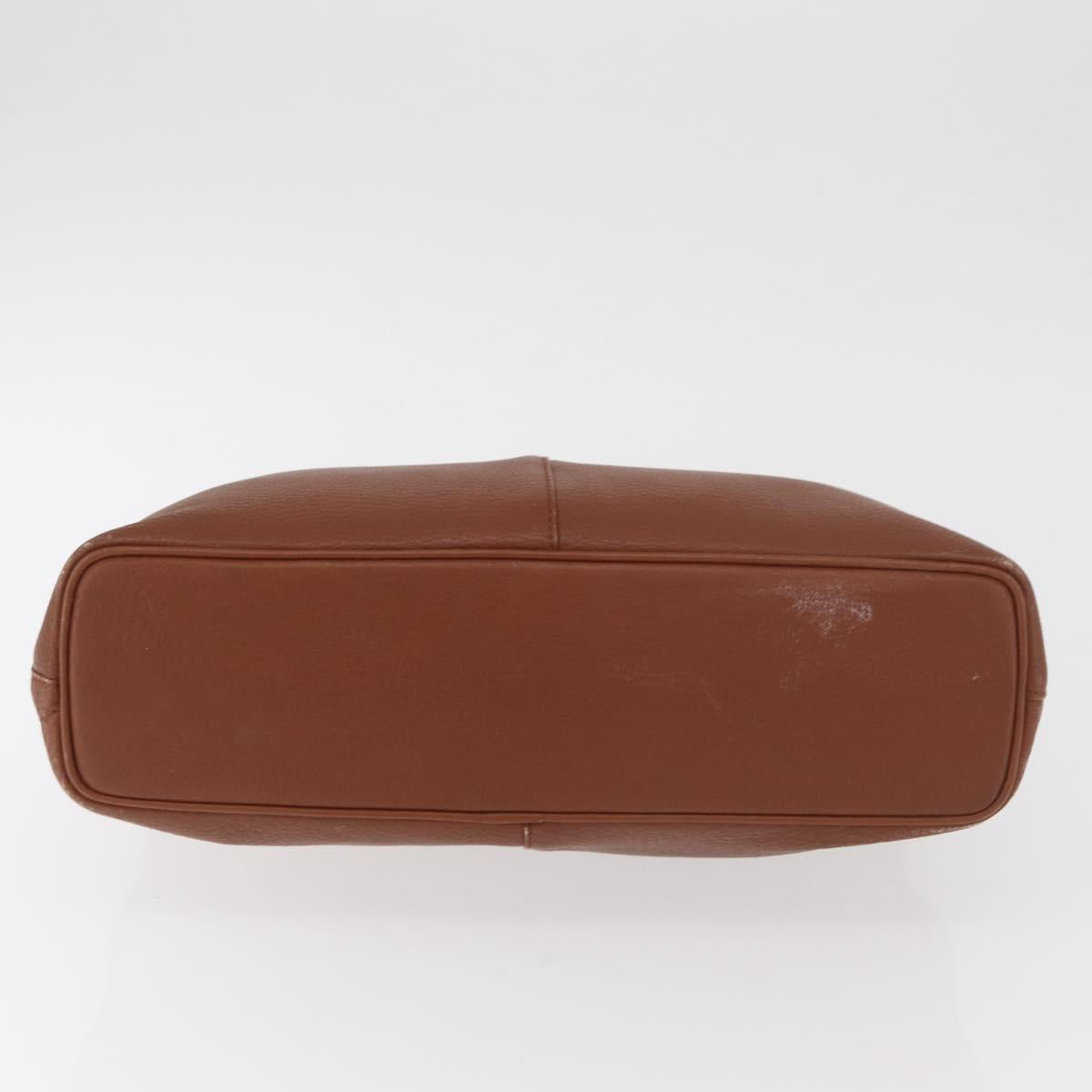 Burberrys Hand Bag Leather Brown Gold Auth 181255A