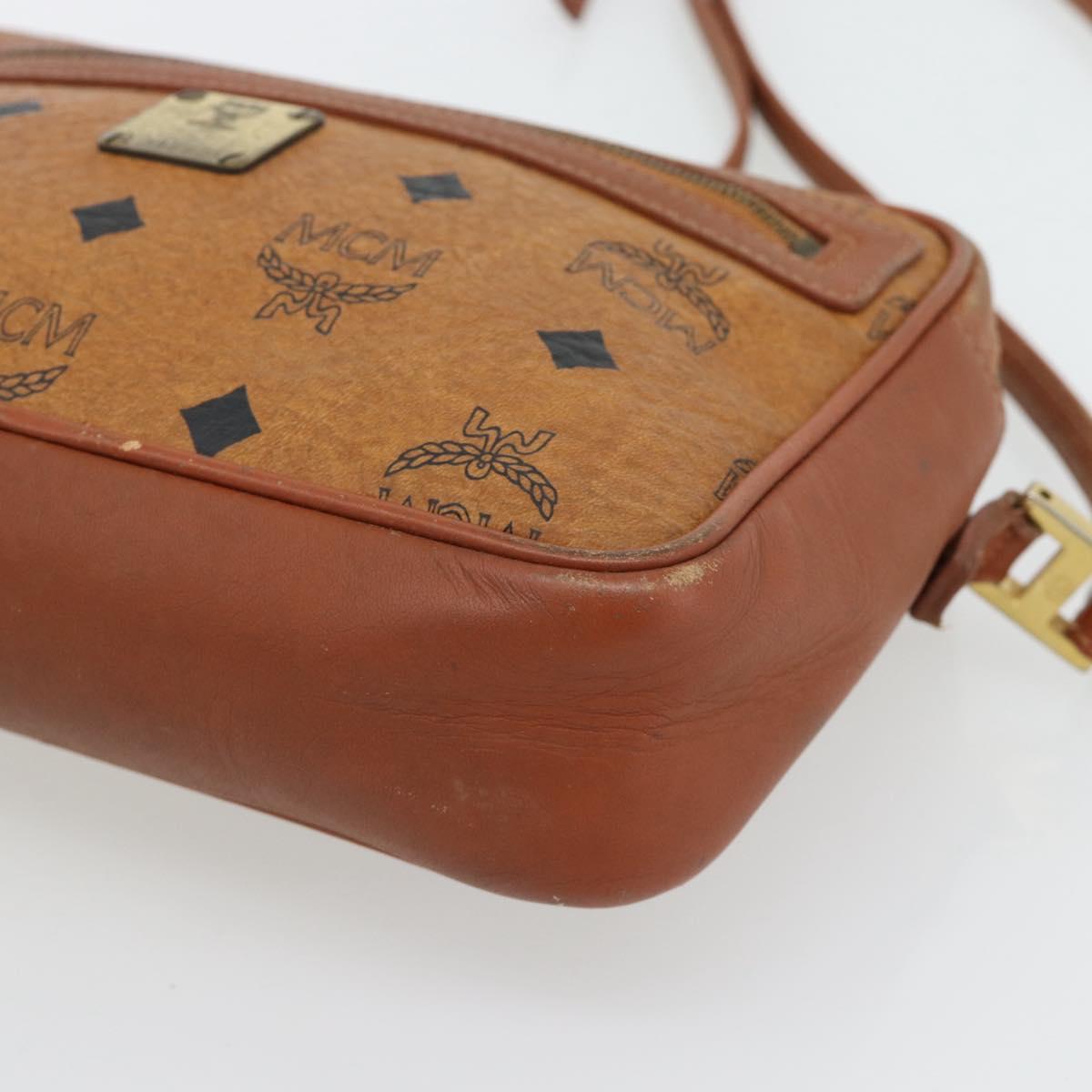 MCM Vicetos Logogram Shoulder Bag PVC Brown Gold Auth 181257