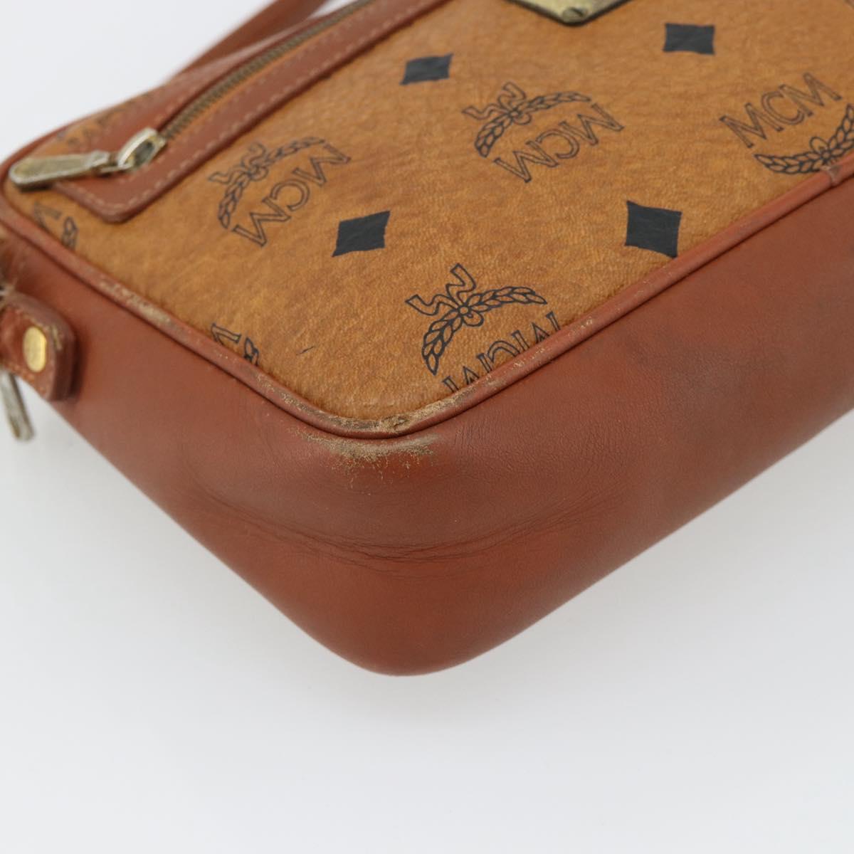 MCM Vicetos Logogram Shoulder Bag PVC Brown Gold Auth 181257