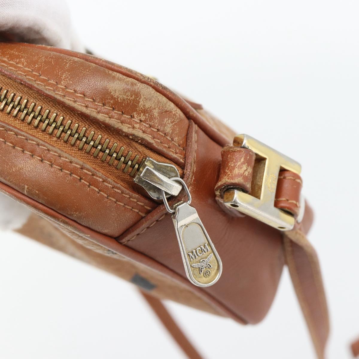 MCM Vicetos Logogram Shoulder Bag PVC Brown Gold Auth 181257