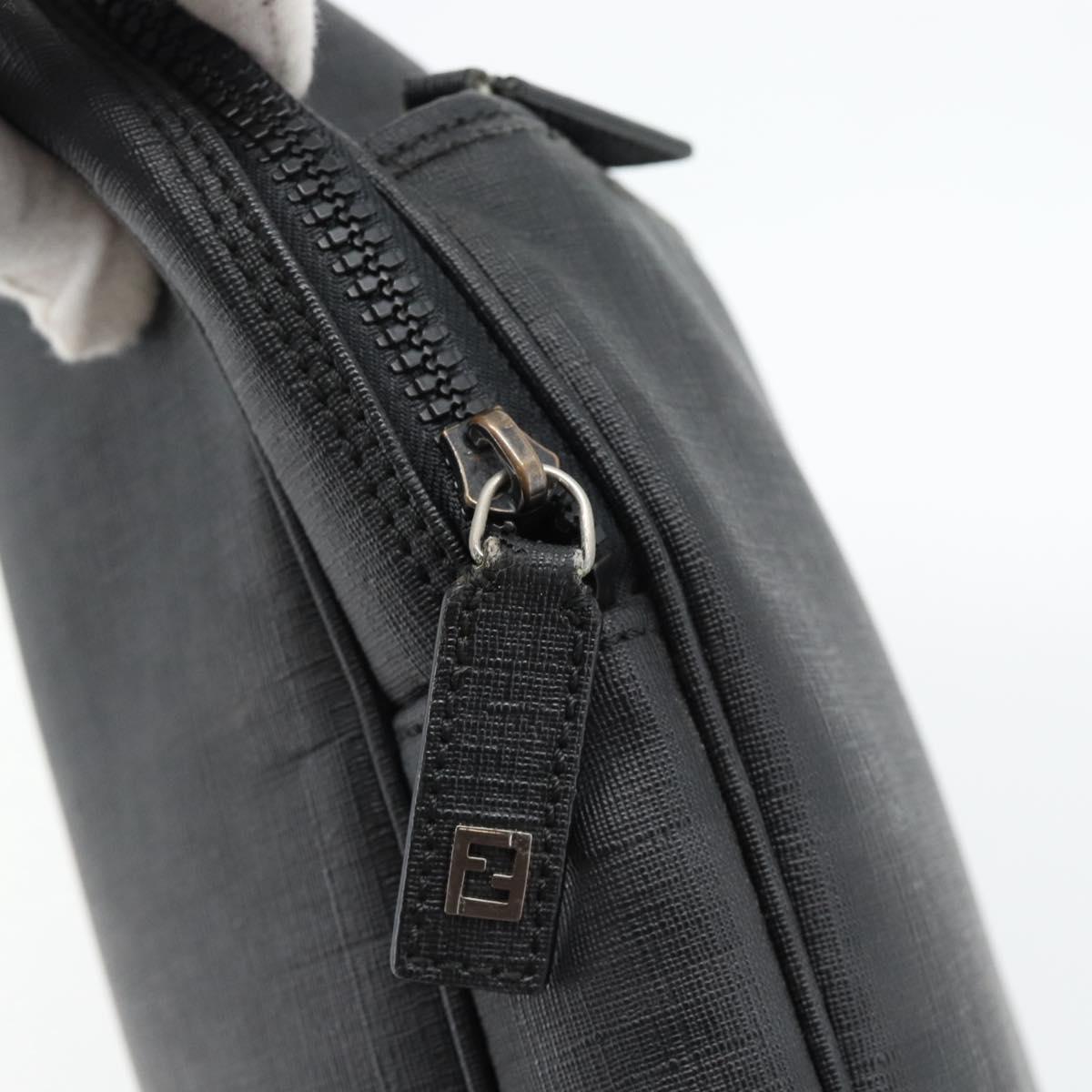 FENDI Zucca Canvas Hand Bag PVC Black Silver Auth 181259