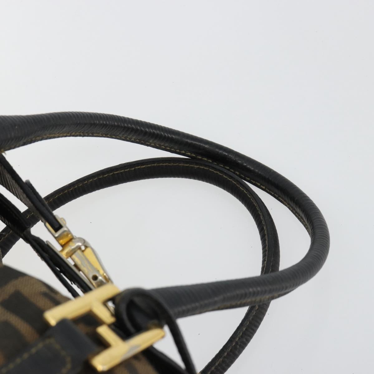 FENDI Zucca Canvas Hand Bag Black Brown Auth 181262