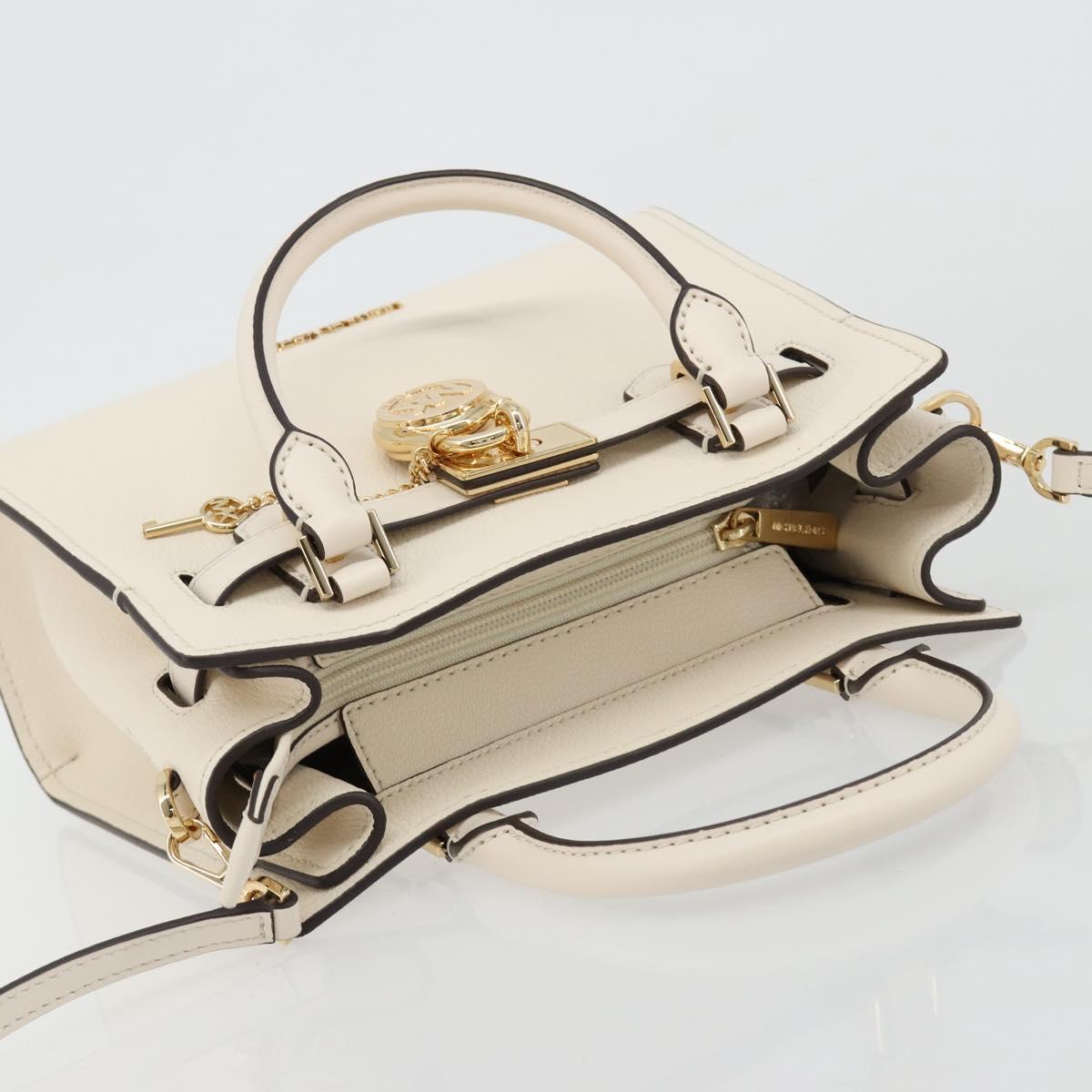 MICHAEL KORS Tote Bag Leather 2way White Gold Auth 181263A