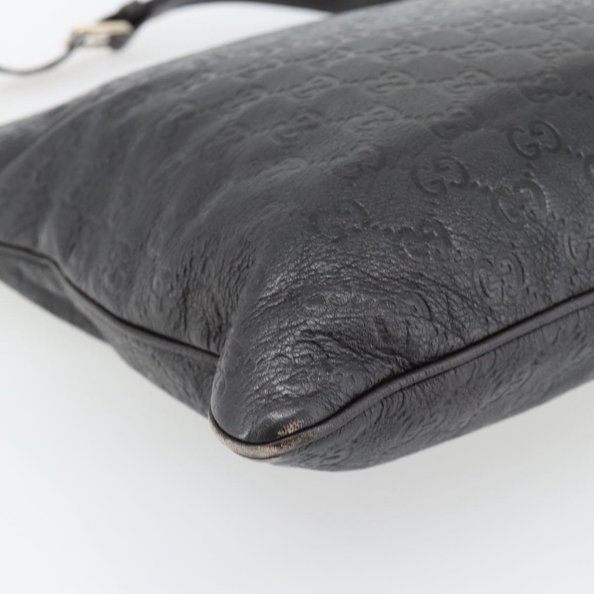 GUCCI GG Canvas Guccissima Bag Leather Dark Brown Silver 201446 Auth 181269