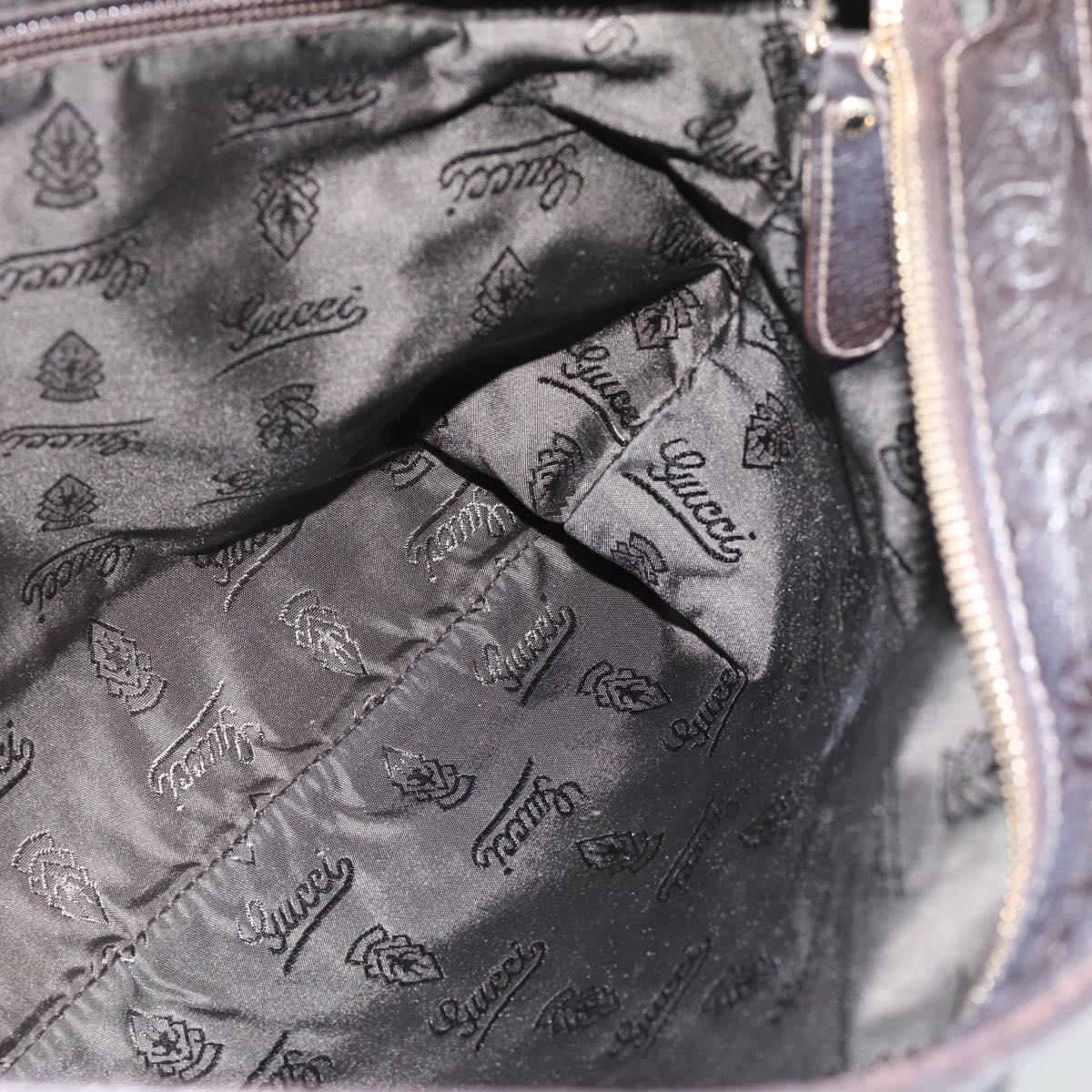 GUCCI GG Canvas Guccissima Bag Leather Dark Brown Silver 201446 Auth 181269