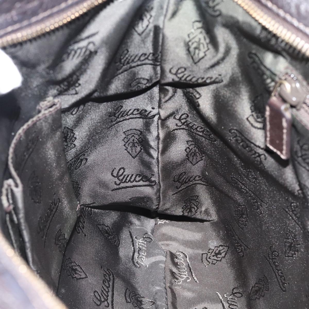 GUCCI GG Canvas Guccissima Bag Leather Dark Brown Silver 201446 Auth 181269