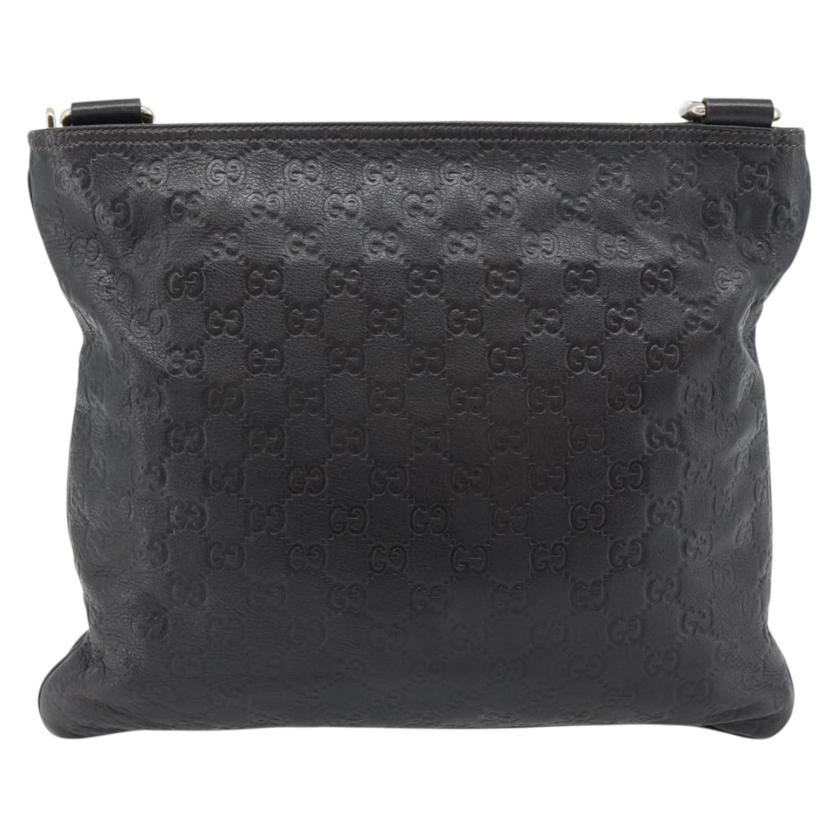 GUCCI GG Canvas Guccissima Bag Leather Dark Brown Silver 201446 Auth 181269
