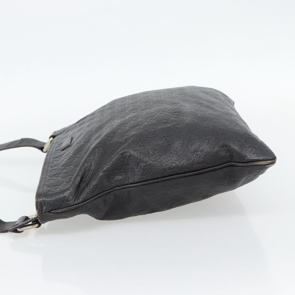 GUCCI GG Canvas Guccissima Bag Leather Dark Brown Silver 201446 Auth 181269