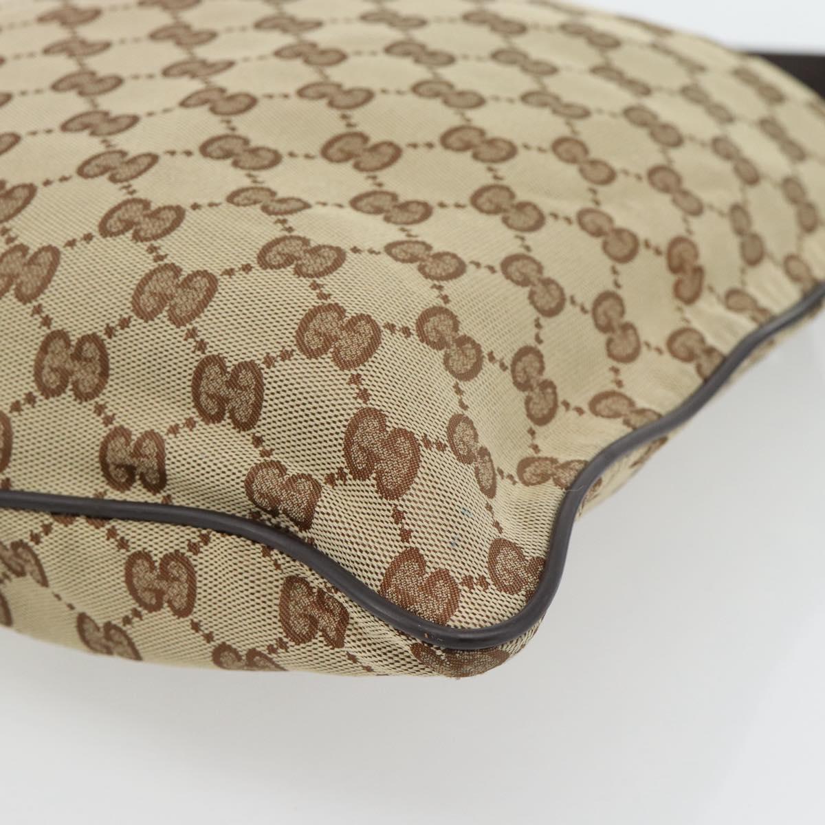 GUCCI GG Canvas Shoulder Bag Beige Silver 132907 Auth 181277