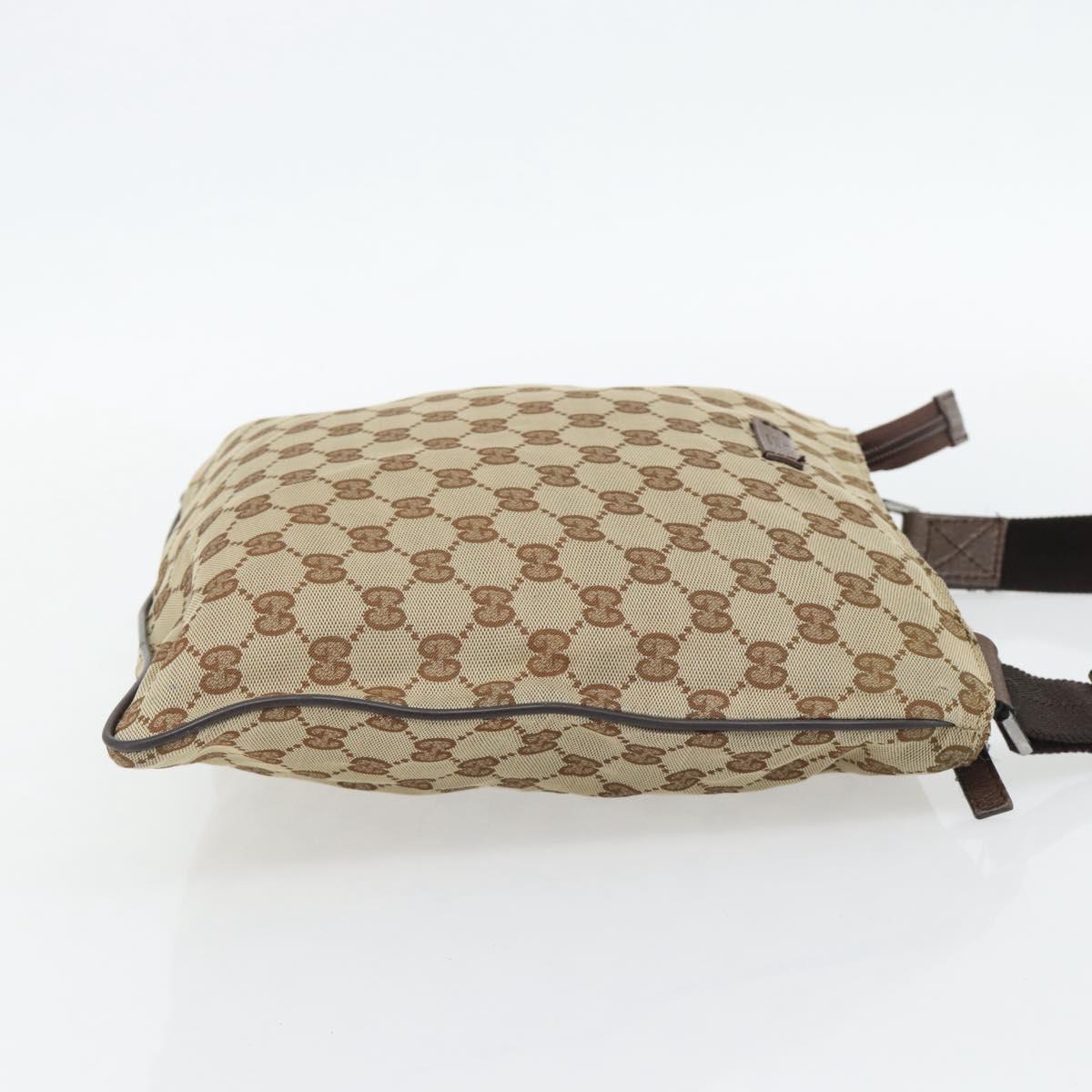 GUCCI GG Canvas Shoulder Bag Beige Silver 132907 Auth 181277