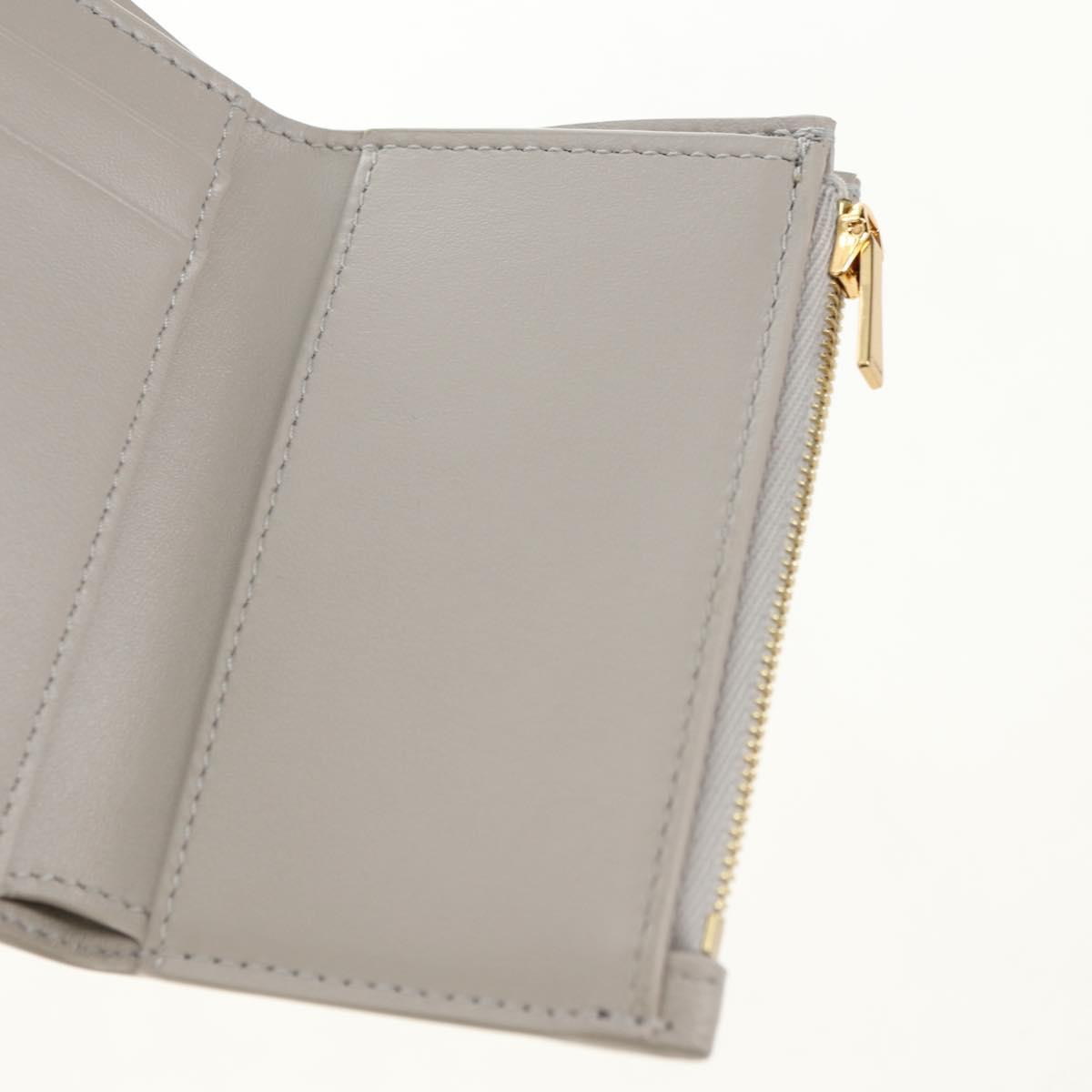CELINE Triomphe Wallet Leather Beige Gold Auth 181278M