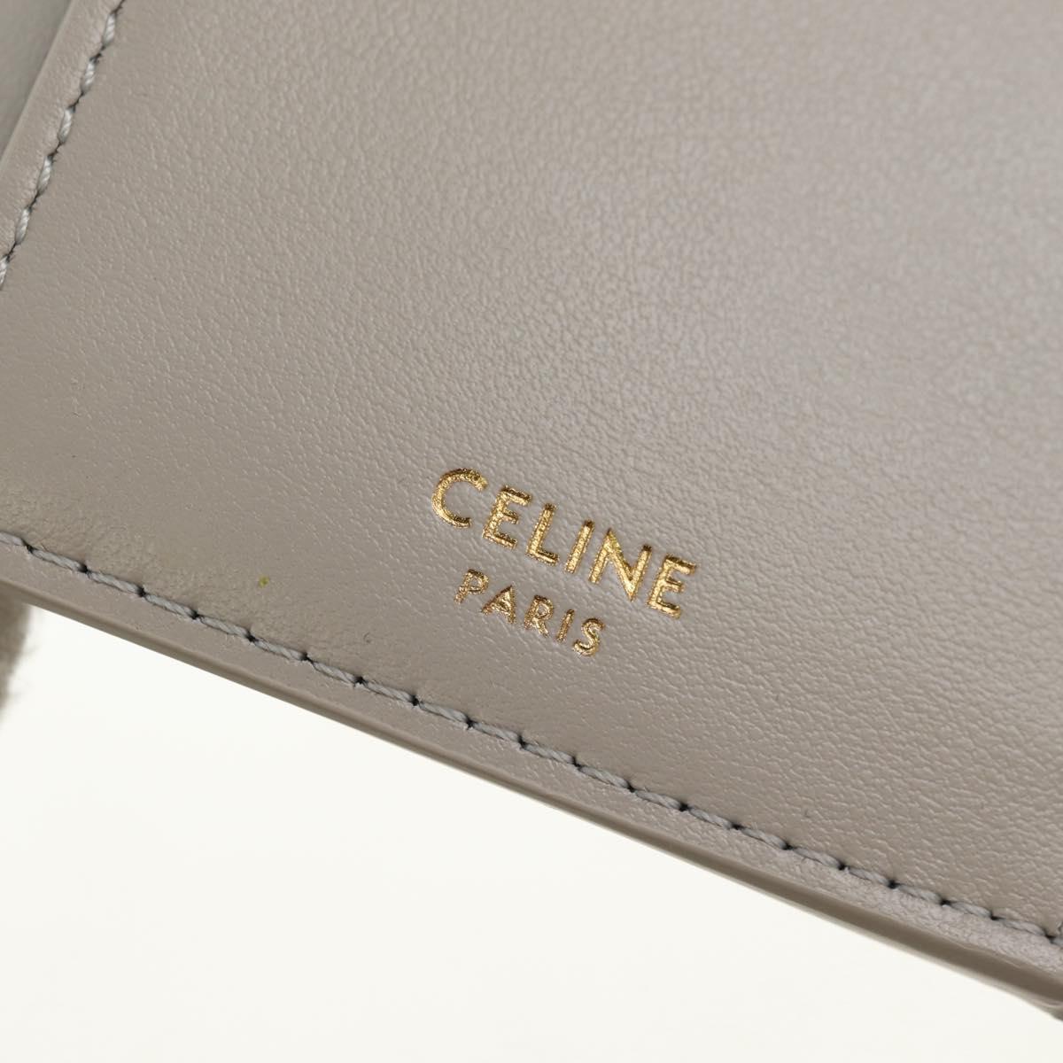 CELINE Triomphe Wallet Leather Beige Gold Auth 181278M
