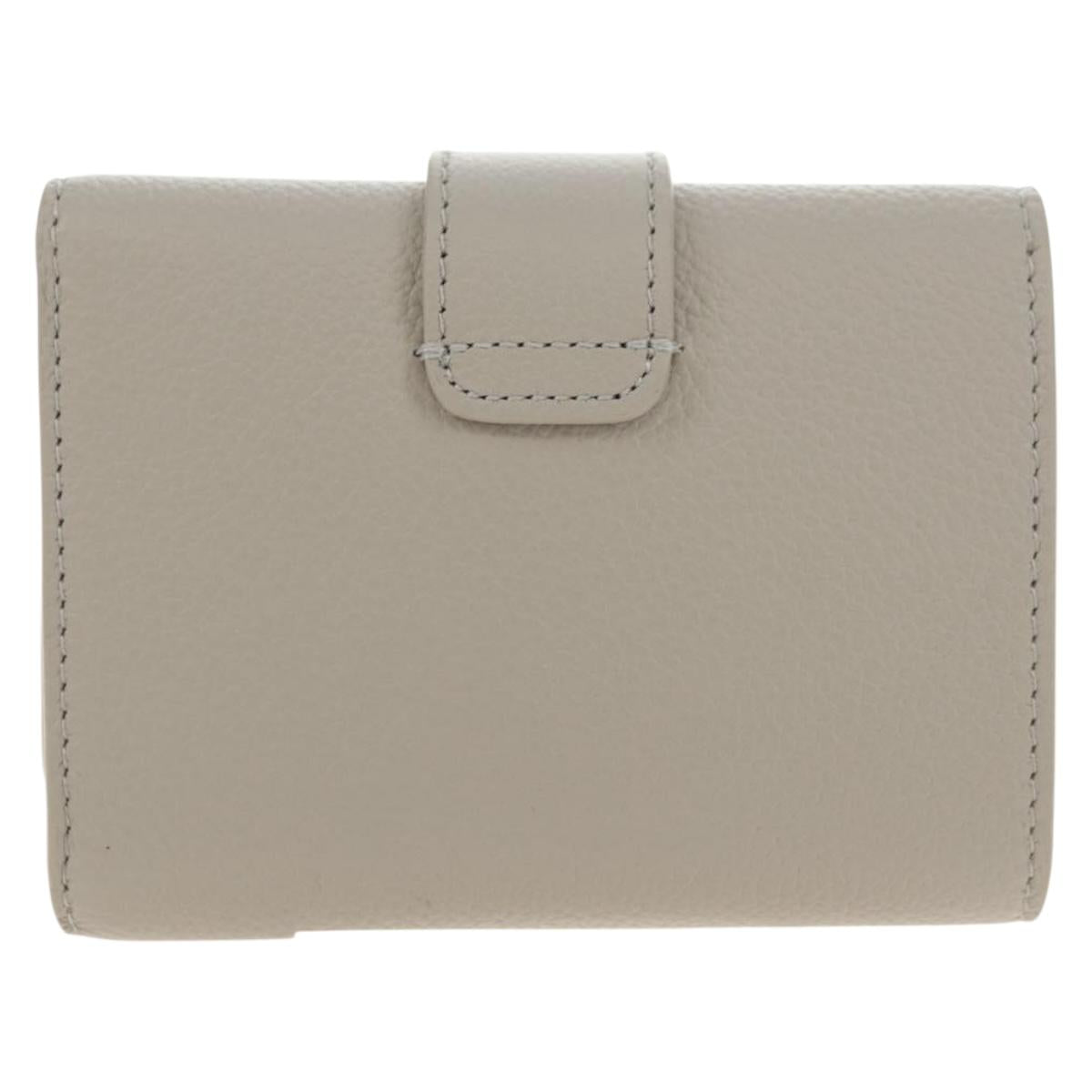 CELINE Triomphe Wallet Leather Beige Gold Auth 181278M
