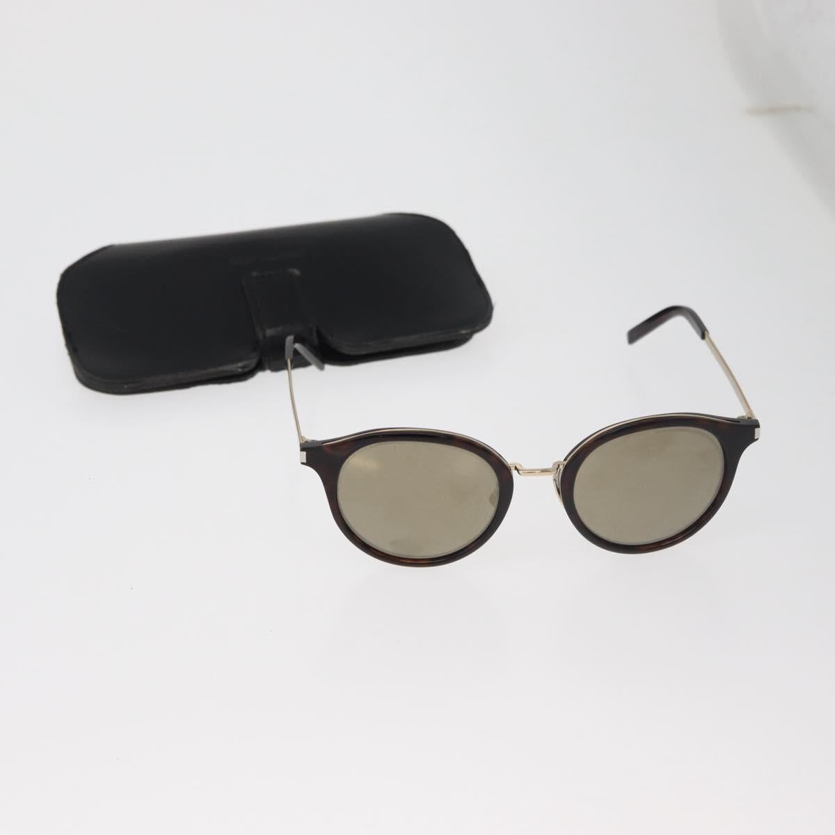 SAINT LAURENT Sunglasses Metal Brown Gold Auth 181281A
