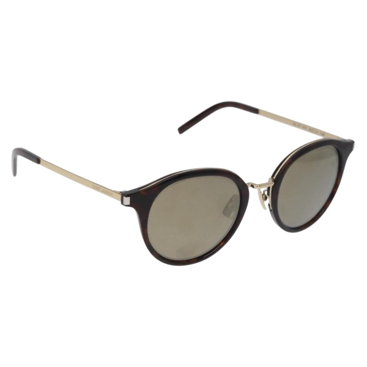 SAINT LAURENT Sunglasses Metal Brown Gold Auth 181281A