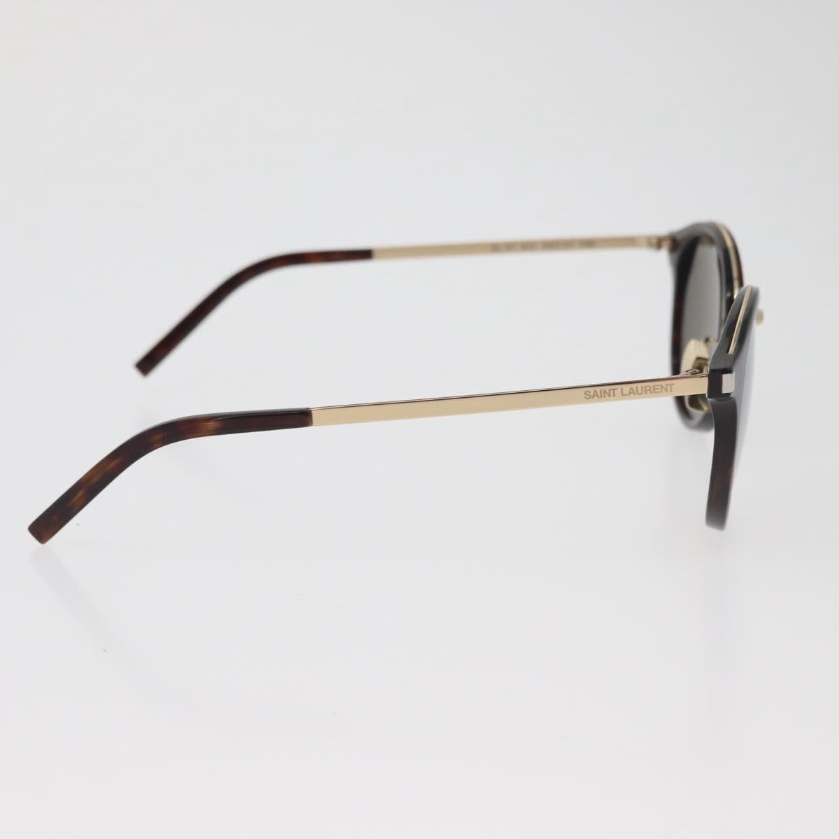 SAINT LAURENT Sunglasses Metal Brown Gold Auth 181281A