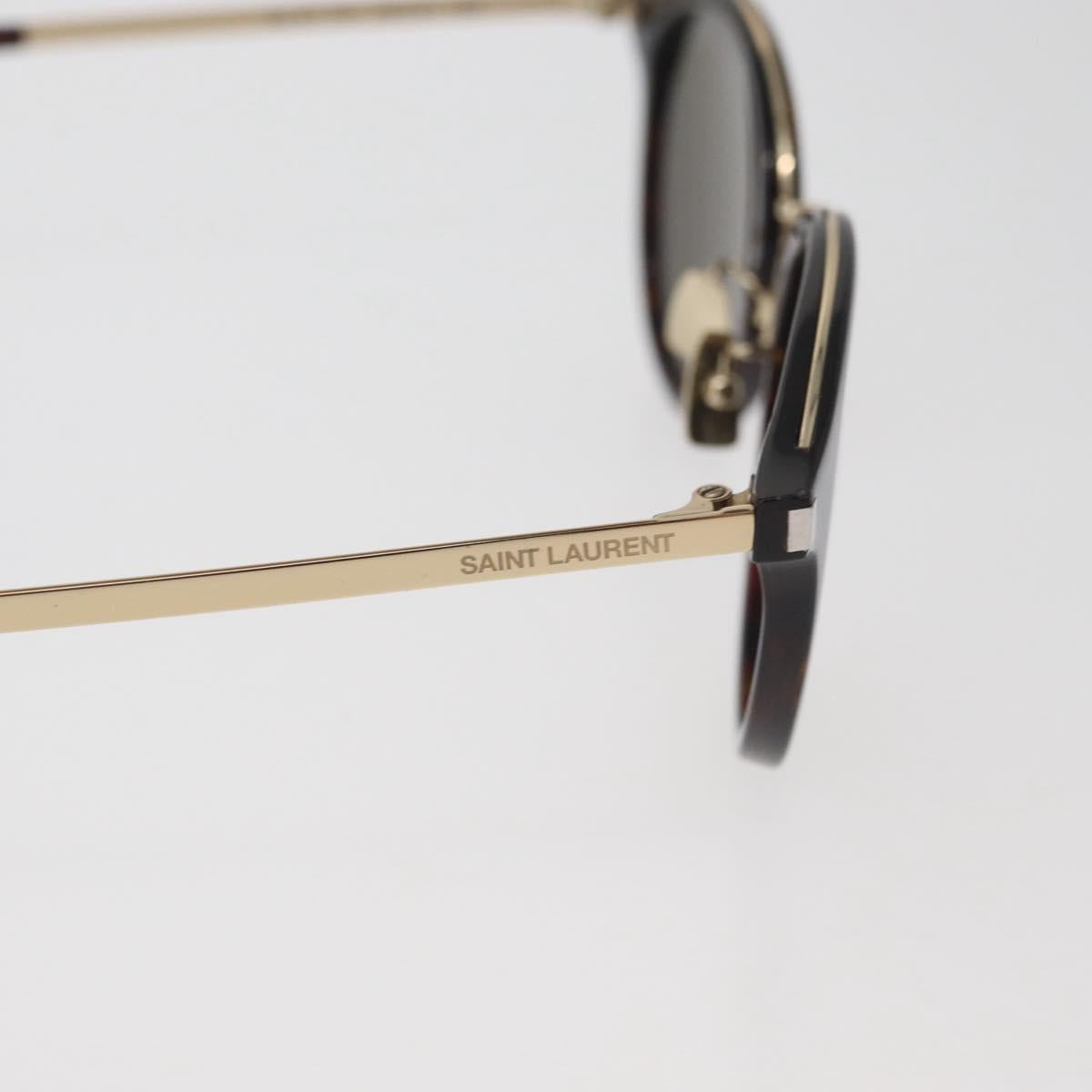 SAINT LAURENT Sunglasses Metal Brown Gold Auth 181281A