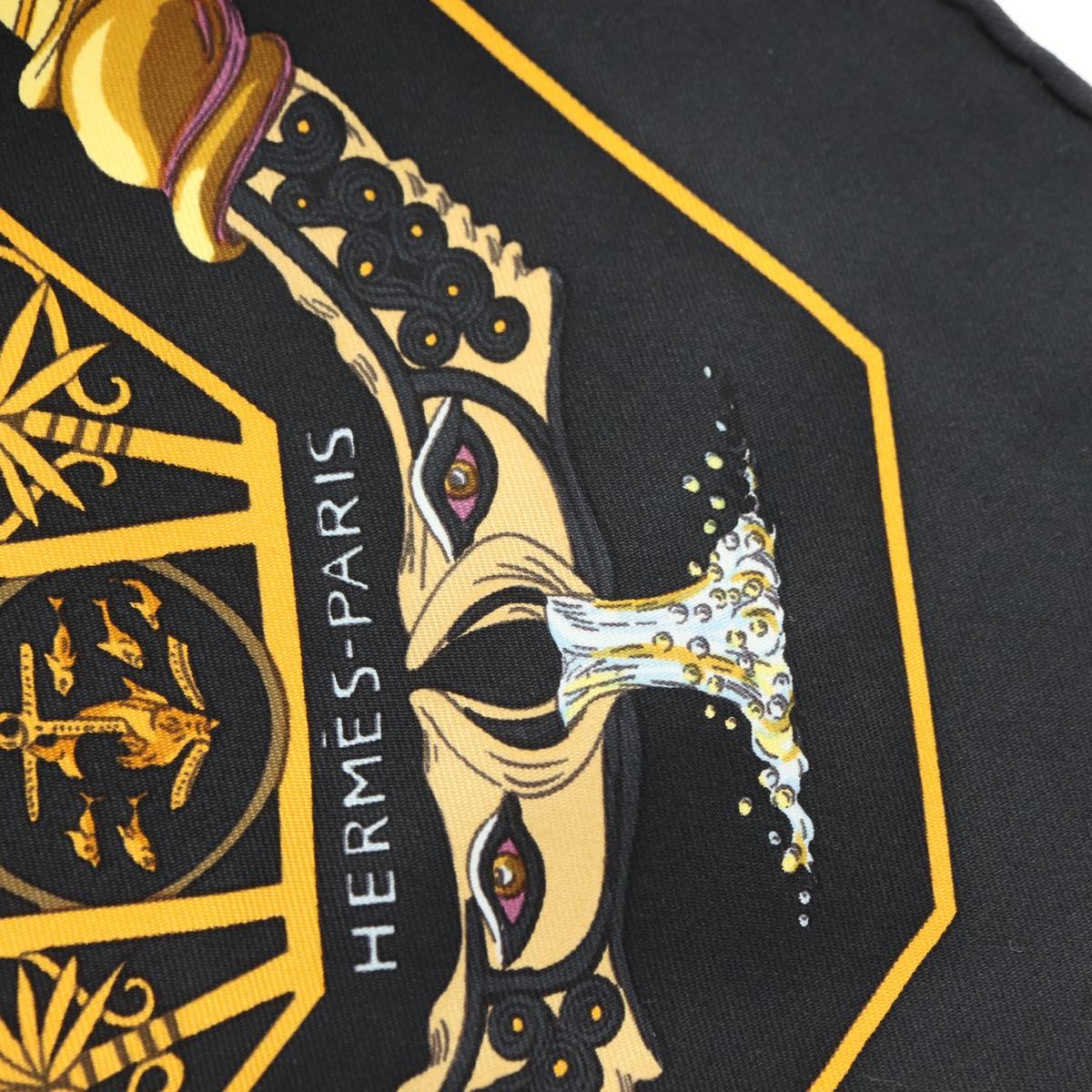HERMES Carre 90 Scarf Silk ”MARE NOSTRUM” Black Auth 181284V