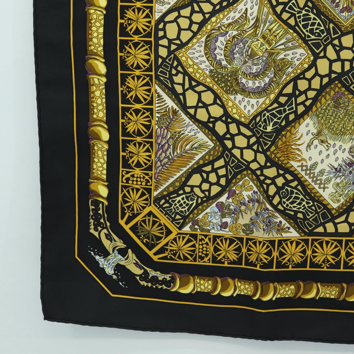 HERMES Carre 90 Scarf Silk ”MARE NOSTRUM” Black Auth 181284V