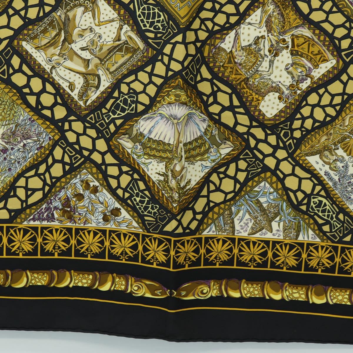 HERMES Carre 90 Scarf Silk ”MARE NOSTRUM” Black Auth 181284V