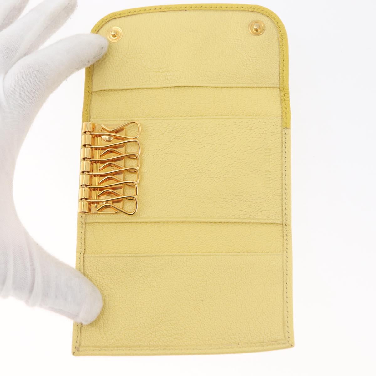 Miu Miu Key Case Leather Yellow Gold Auth 181289A
