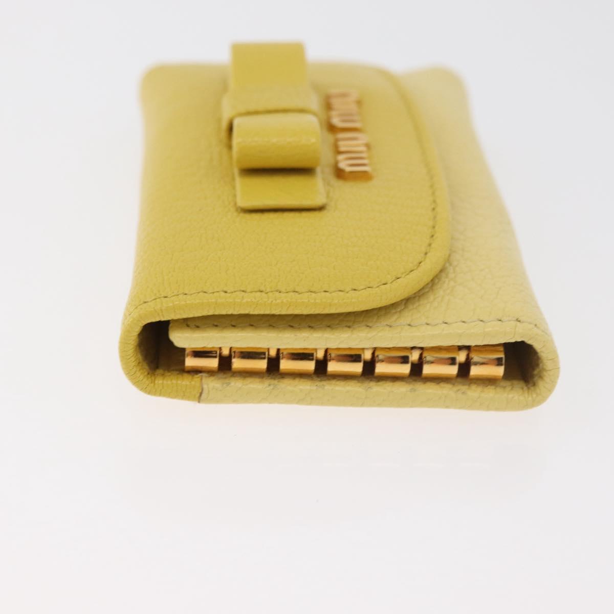 Miu Miu Key Case Leather Yellow Gold Auth 181289A