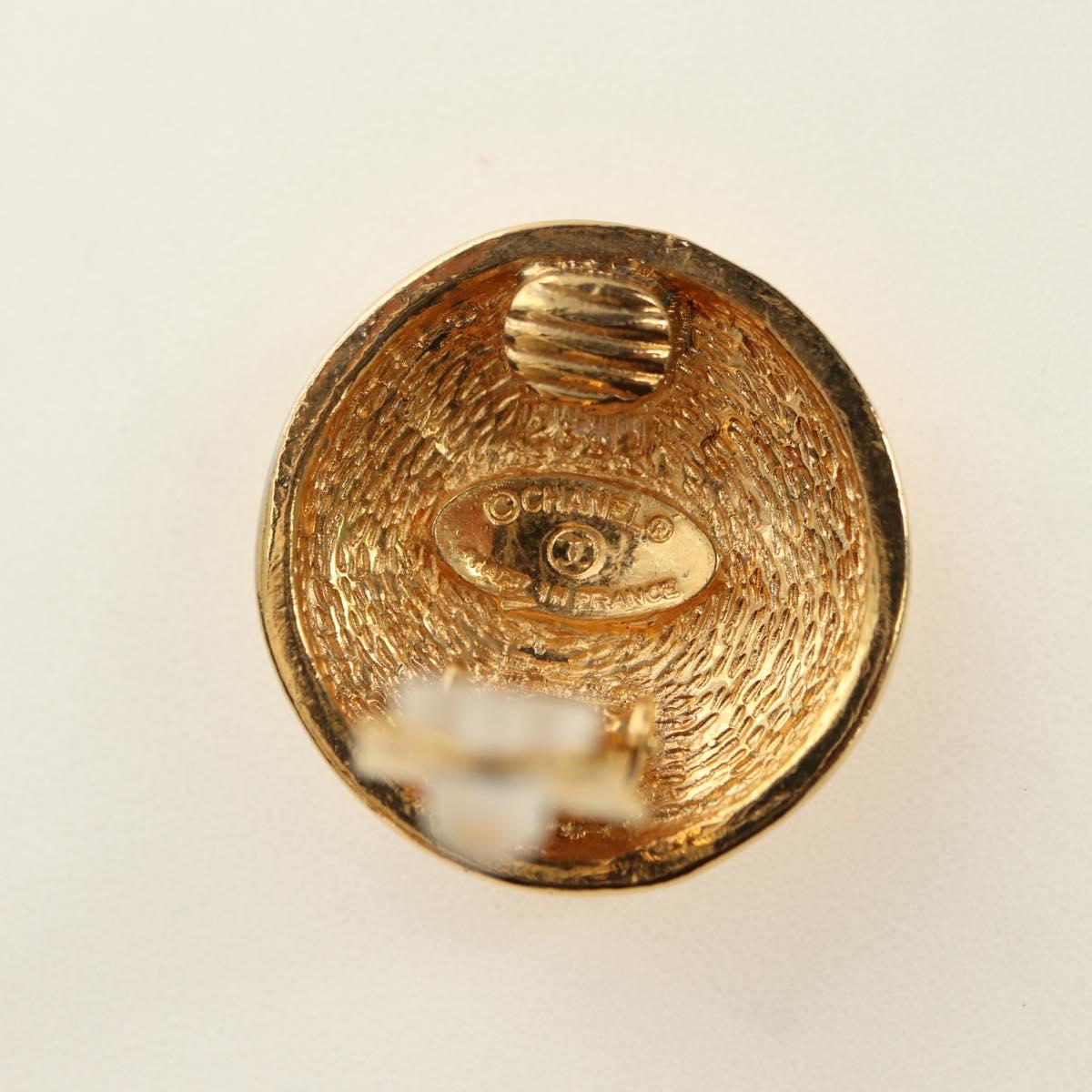 CHANEL COCO Mark Earring metal Gold Tone CC Auth 181301V